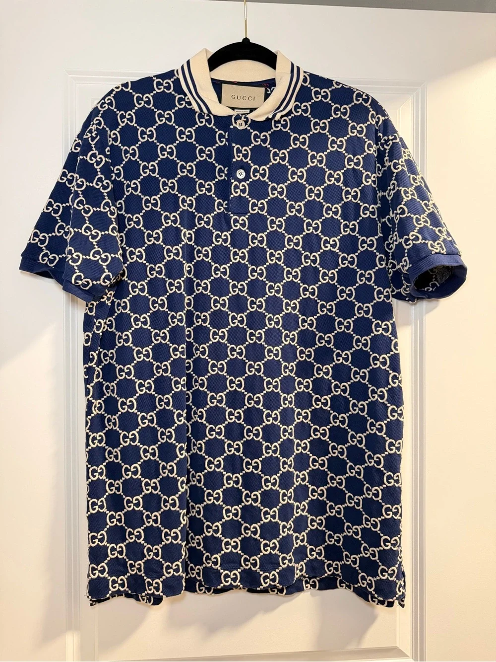 Gucci Navy & Cream GG Monogram Polo